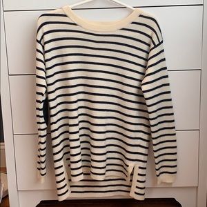 Jcrew Stripe Sweater with Leather Patches